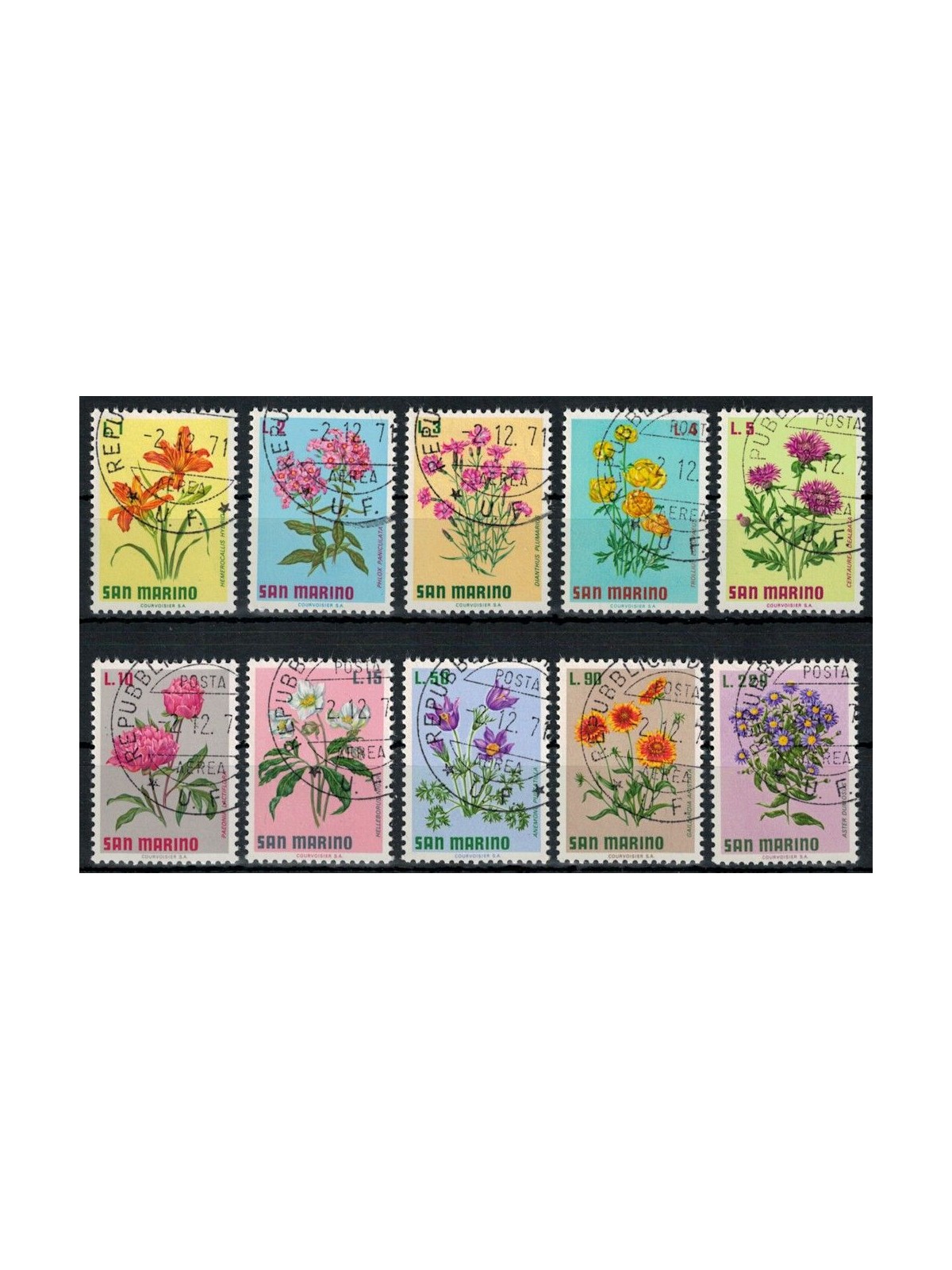 SAN MARINO 1971 Flowers, 4th issue 10v us