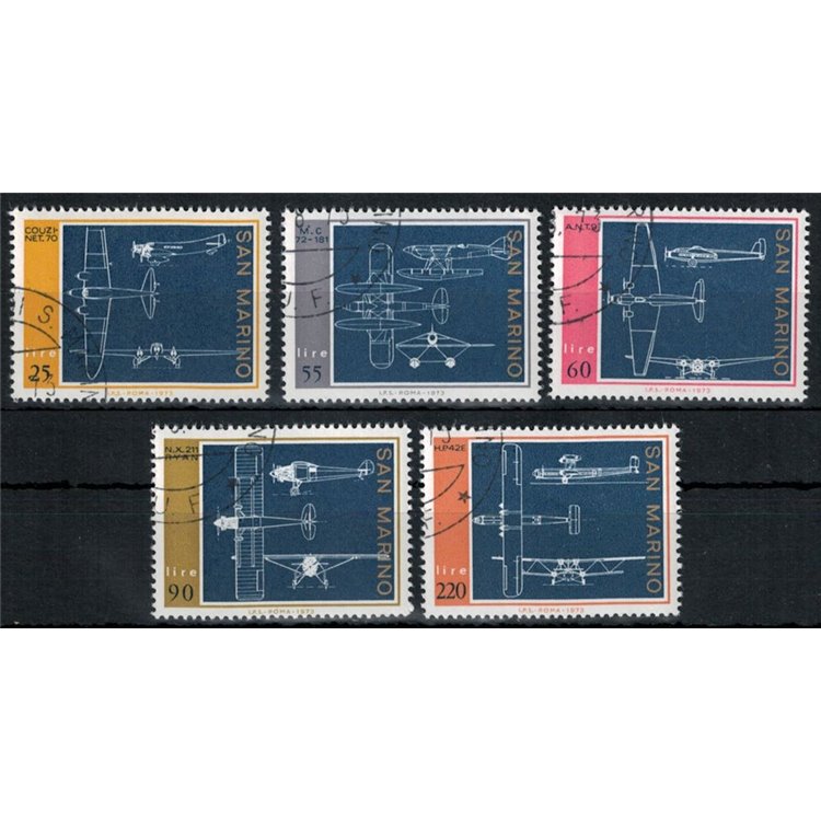 SAN MARINO 1973 Airplanes 5v us