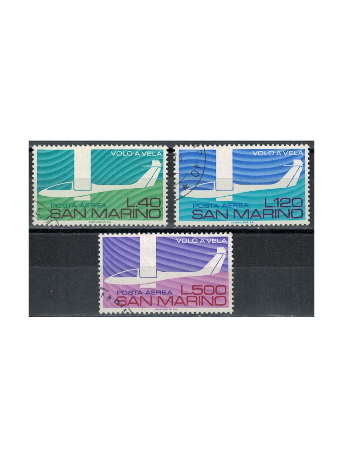 SAN MARINO 1974 Gliding (airmail) 3v us