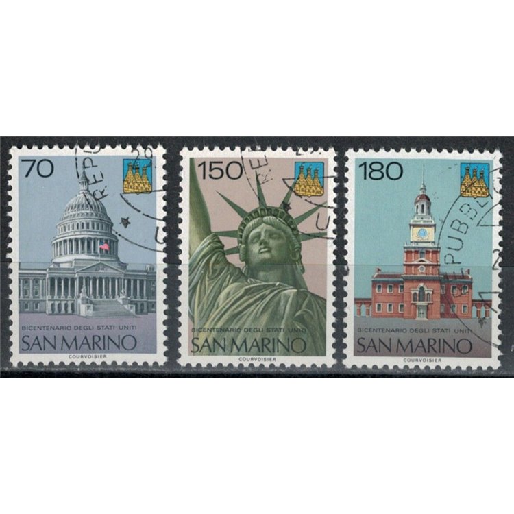 SAN MARINO 1976 Bicentenario degli Stati Uniti 3v us