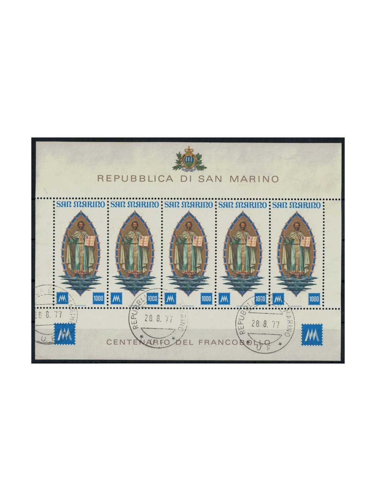 SAN MARINO 1977 Centenary of the s/s us stamp