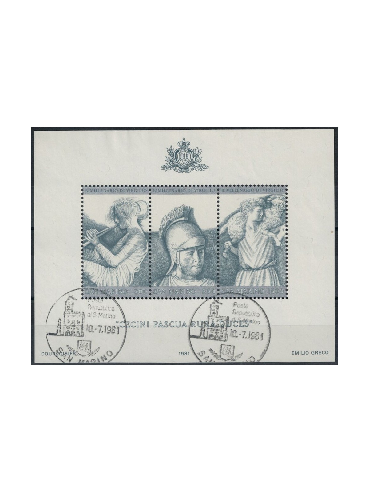 SAN MARINO 1981 Bimillenario della morte di Virgilio BF us