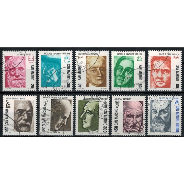 SAN MARINO 1982 Pionieri della scienza 10v us