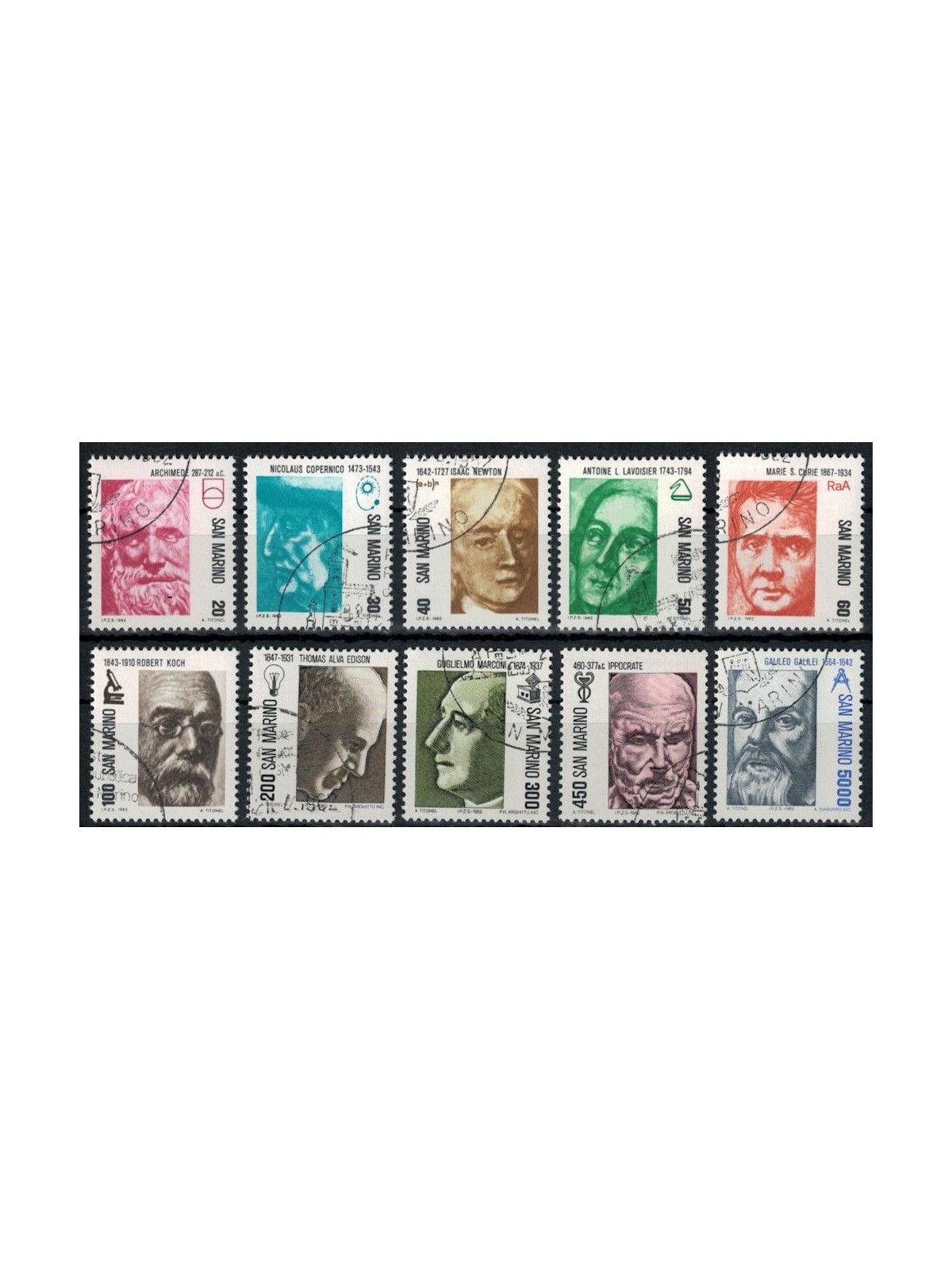SAN MARINO 1982 Pionieri della scienza 10v us