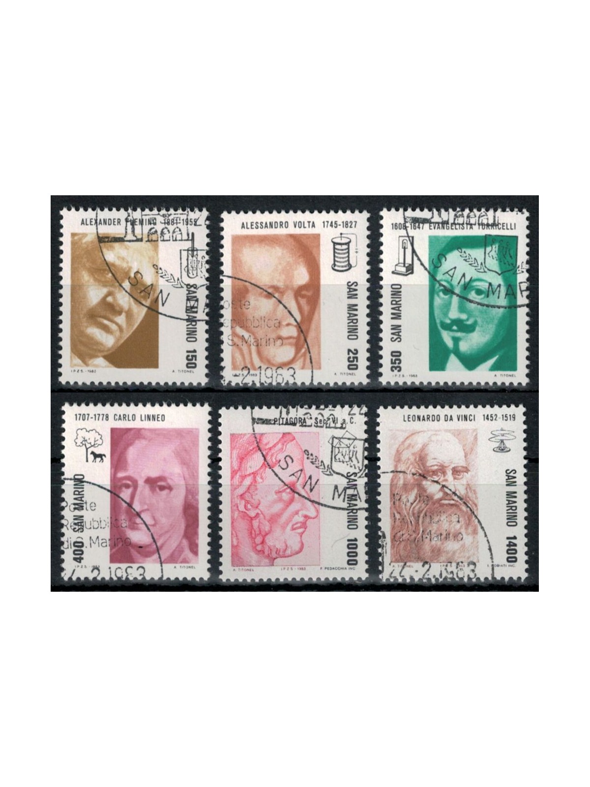 SAN MARINO 1983 Pioneers of Science 6v us