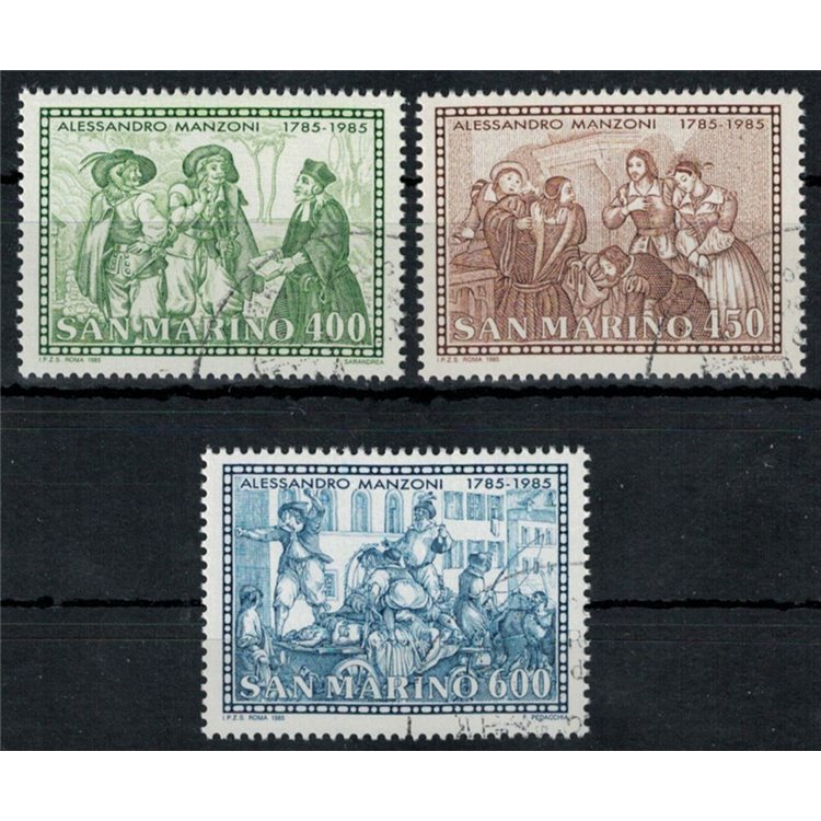 SAN MARINO 1985 Alessandro Manzoni 3v us