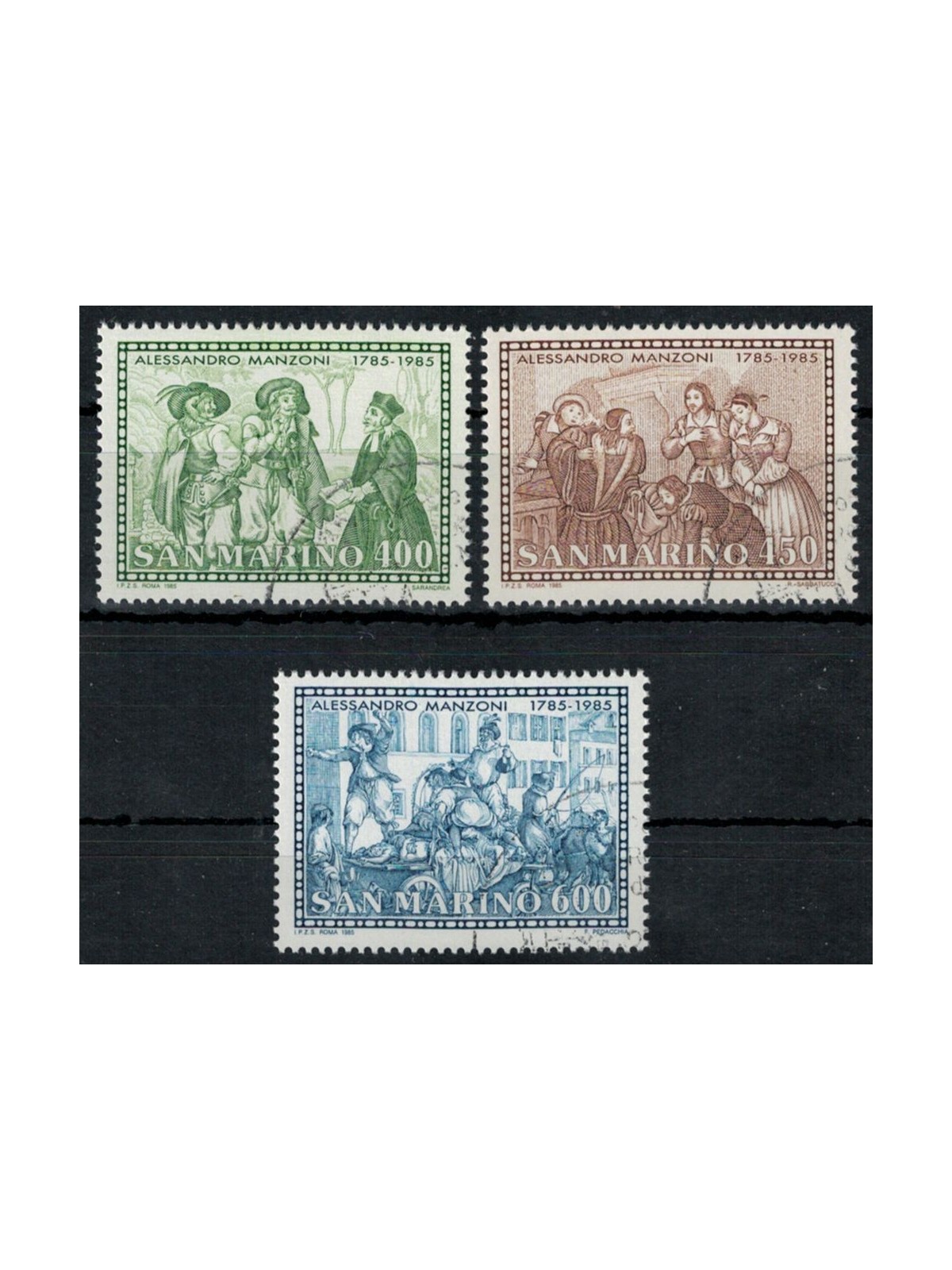 SAN MARINO 1985 Alessandro Manzoni 3v us
