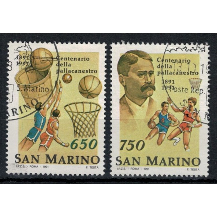SAN MARINO 1991 Centenario della pallacanestro 2v us
