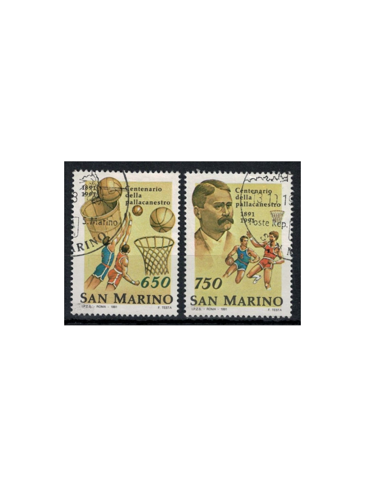 SAN MARINO 1991 Centenario della pallacanestro 2v us