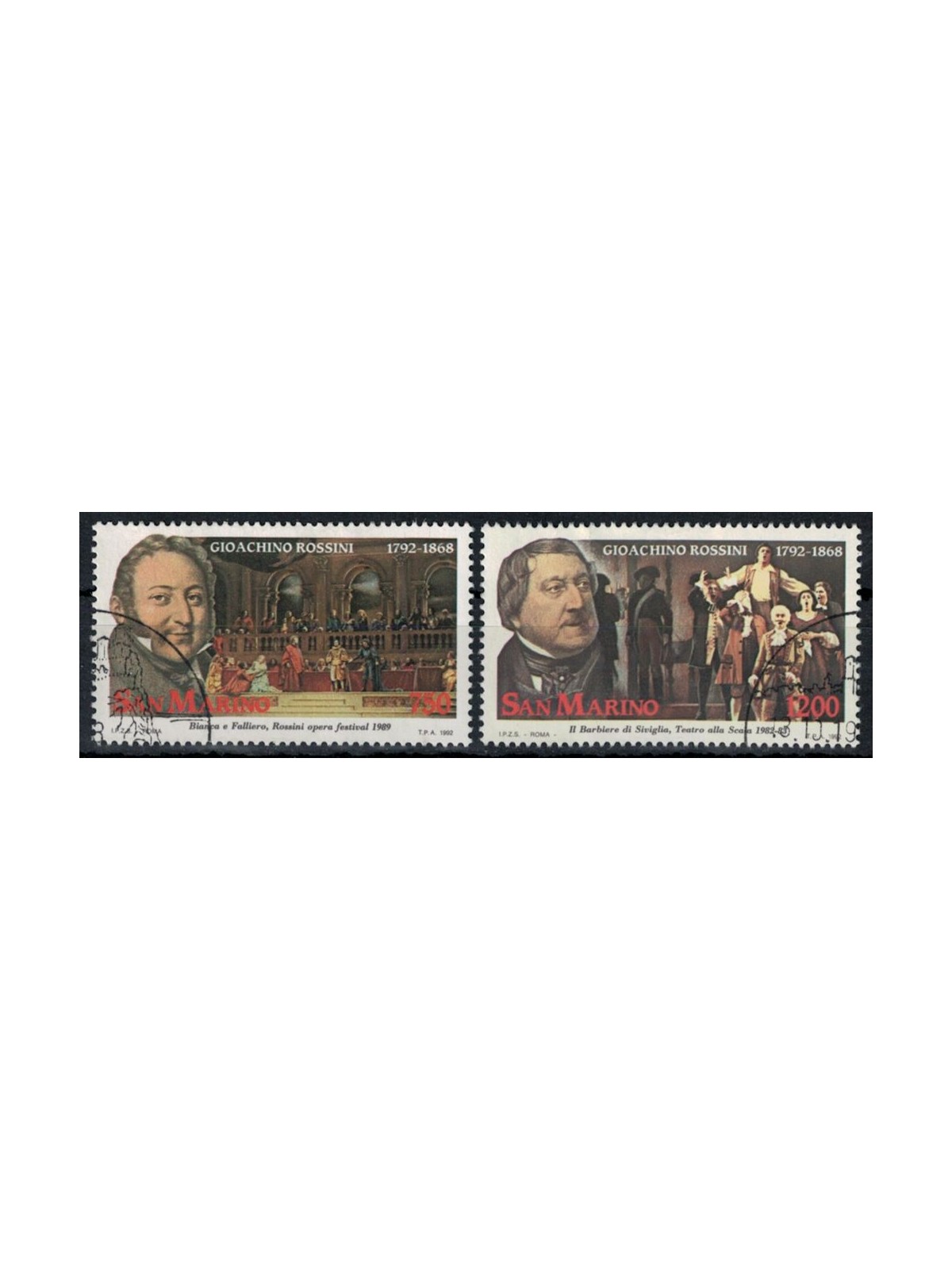 SAN MARINO 1992 Gioachino Rossini 2v us