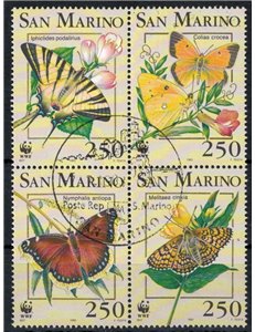 SAN MARINO 1993 WWF, butterflies 4v us