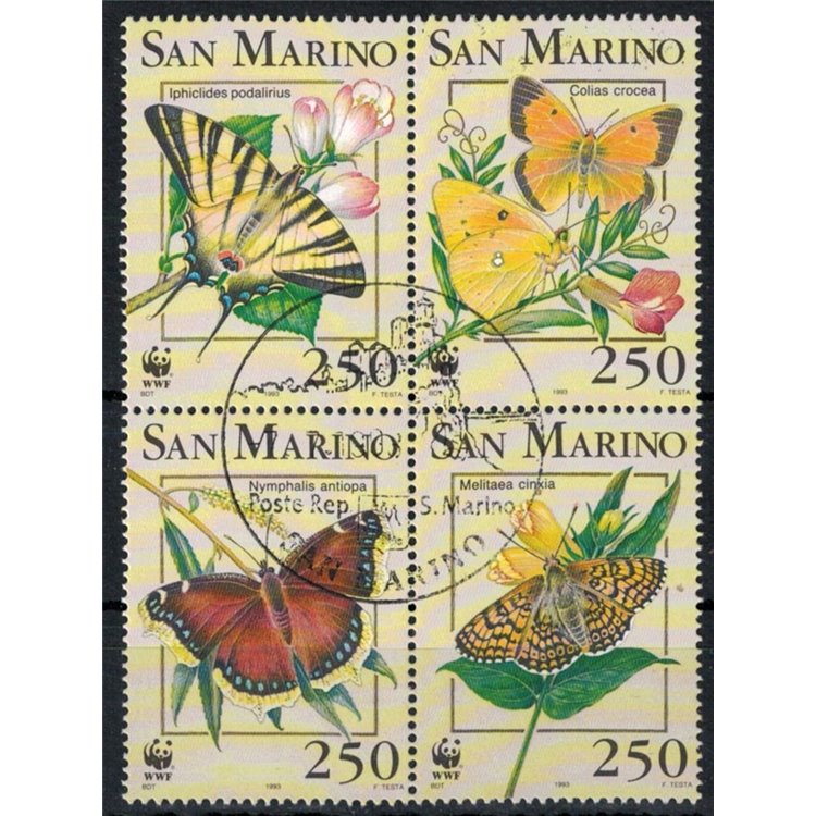 SAN MARINO 1993 WWF, butterflies 4v us