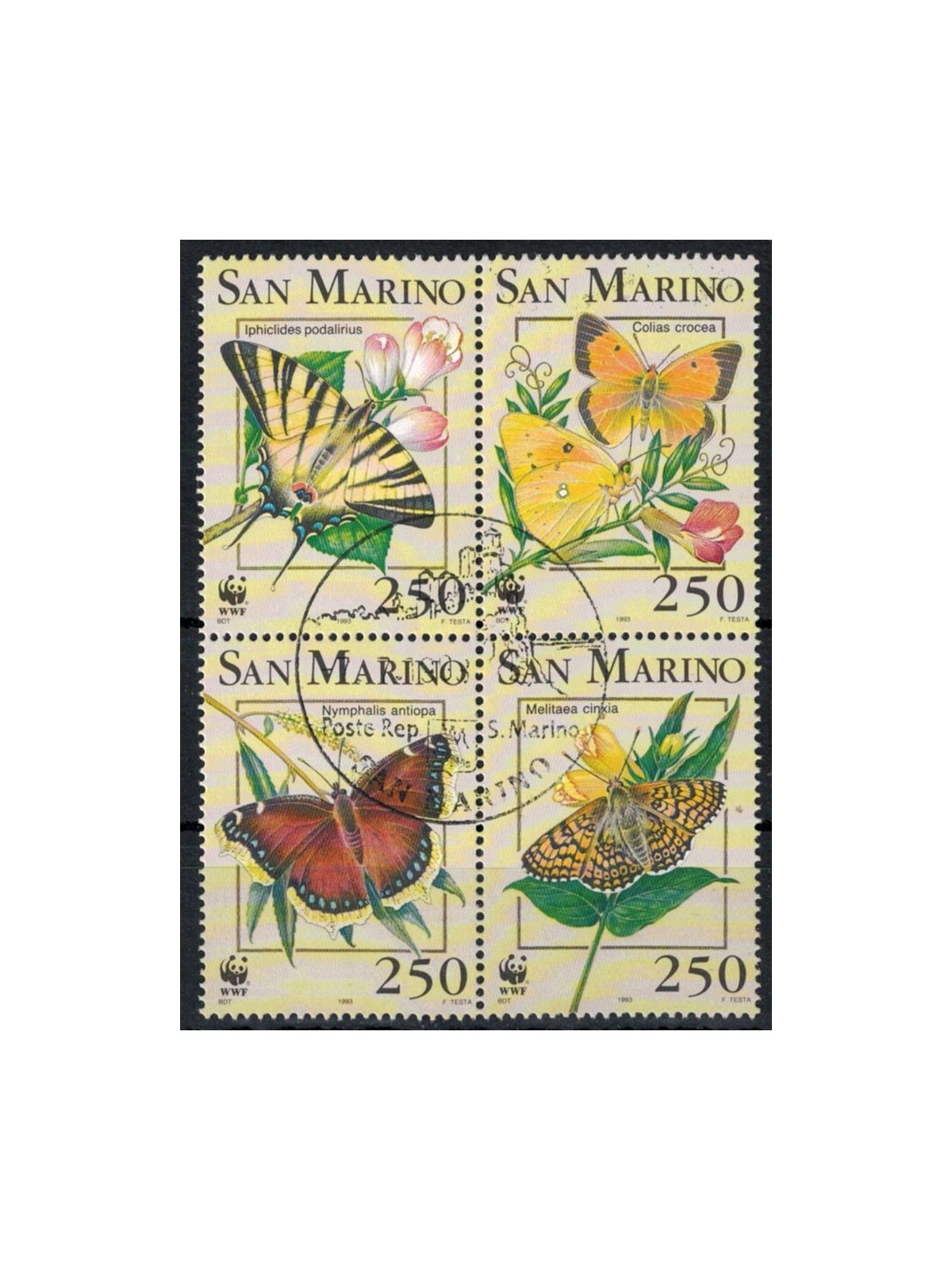 SAN MARINO 1993 WWF, butterflies 4v us