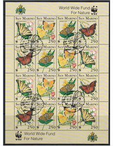 SAN MARINO 1993 WWF, m/s butterflies us