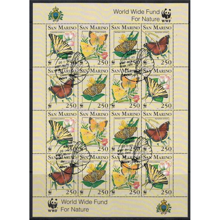 SAN MARINO 1993 WWF, m/s butterflies us