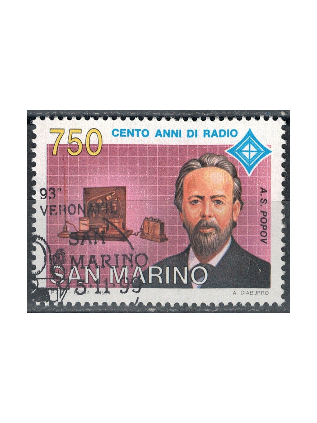 SAN MARINO 1994 Centenary of US radio