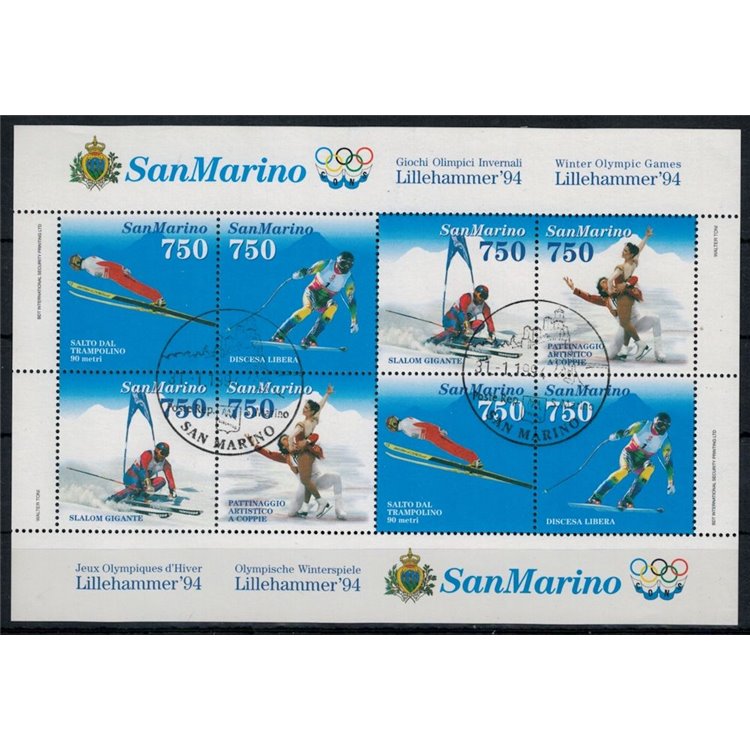 SAN MARINO 1994 Lillehammer, giochi olimpici invernali BF us