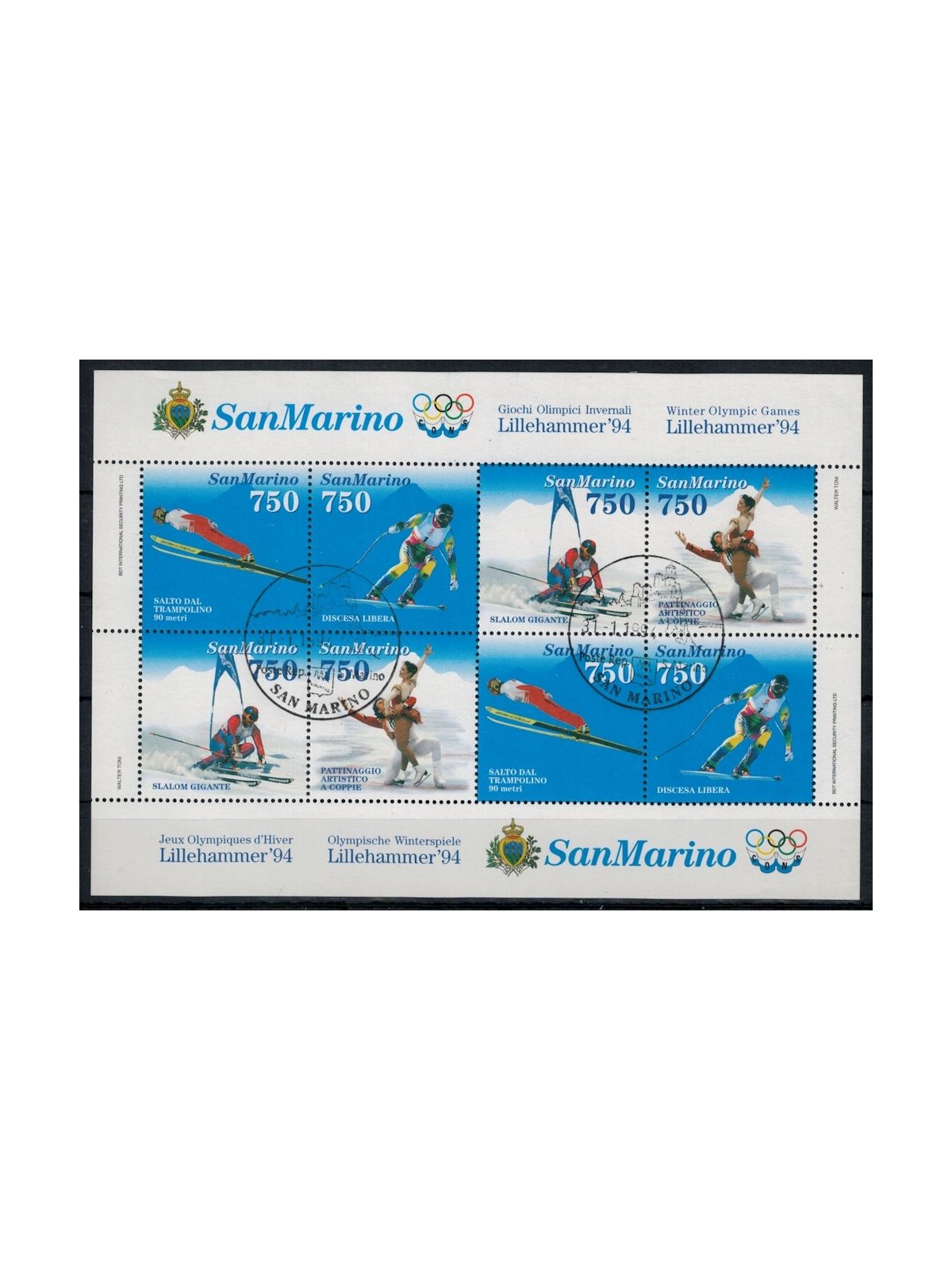 SAN MARINO 1994 Lillehammer, giochi olimpici invernali BF us