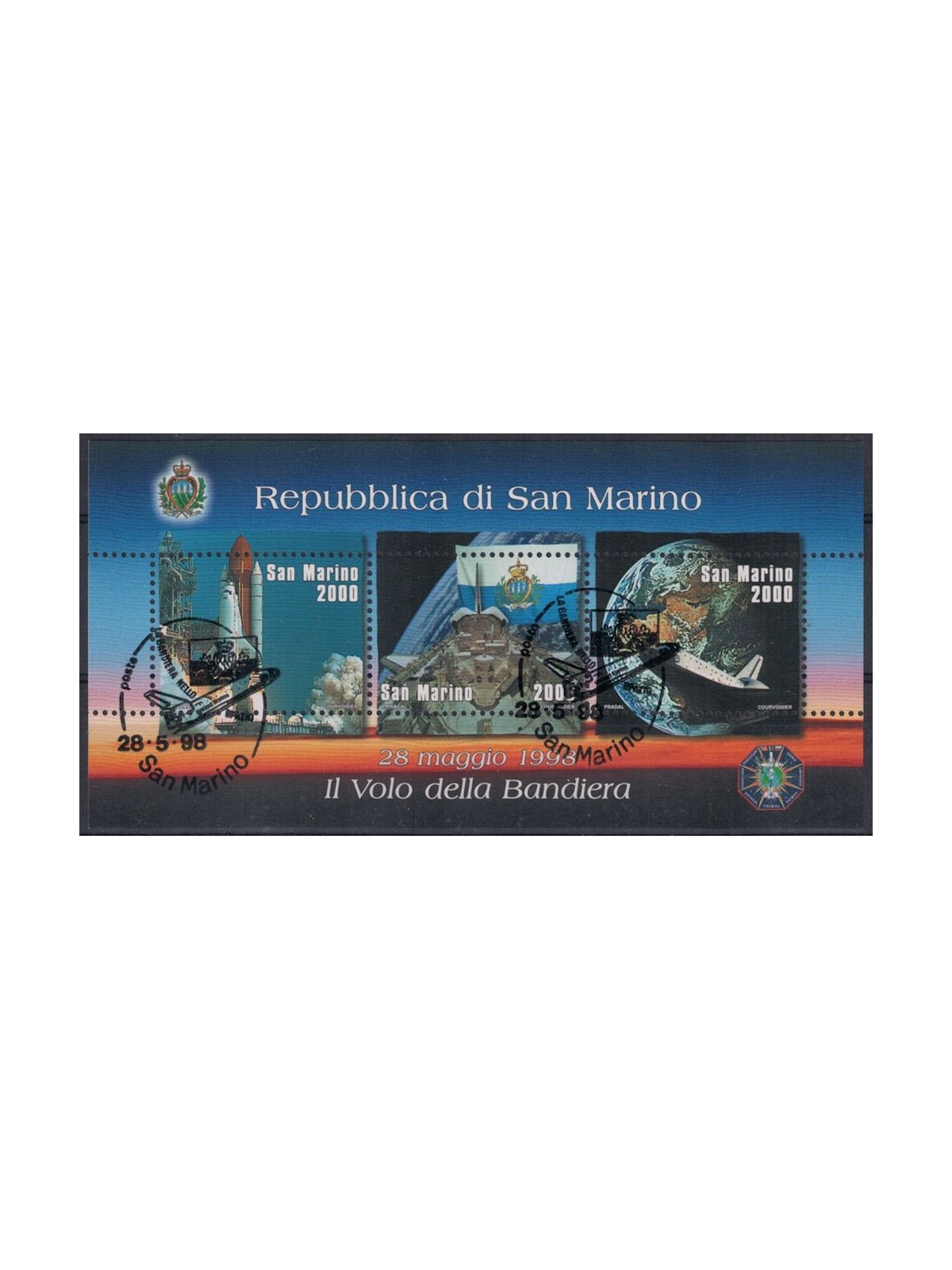 SAN MARINO 1998 La Bandiera nello spazio BF us