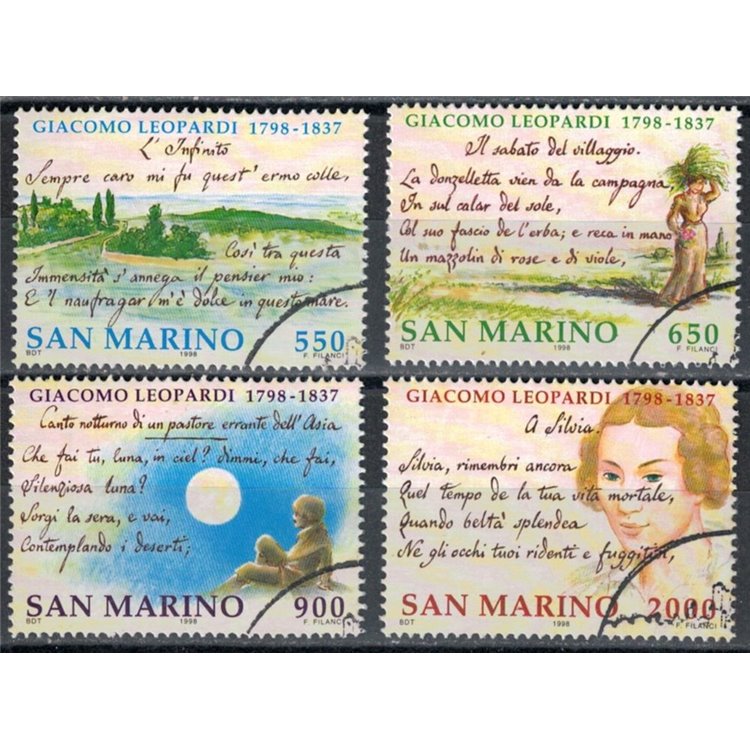 SAN MARINO 1998 Giacomo Leopardi 4v us