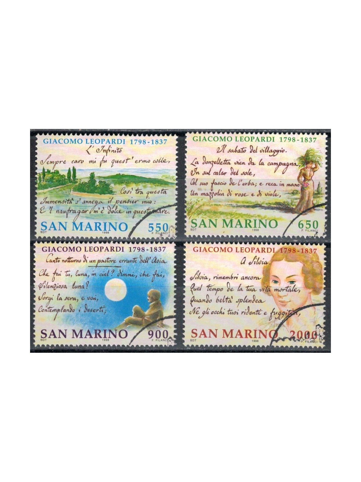 SAN MARINO 1998 Giacomo Leopardi 4v us