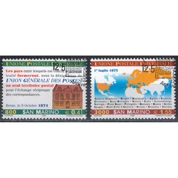 SAN MARINO 1999 Universal Postal Union 2v us
