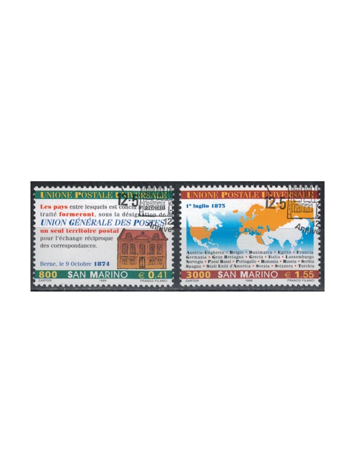 SAN MARINO 1999 Universal Postal Union 2v us