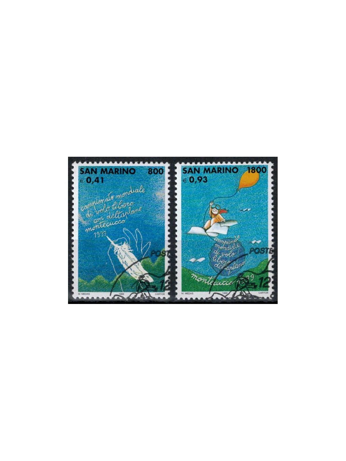 SAN MARINO 1999 Free flight with hang glider 2v us