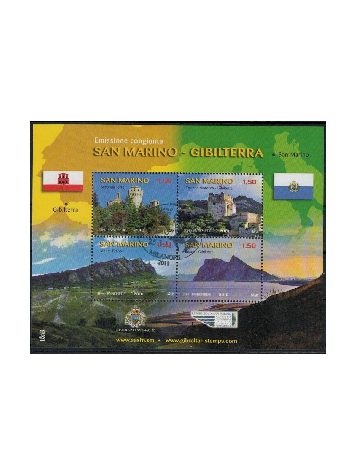SAN MARINO 2010 Joint issue San Marino Gibraltar s/s us