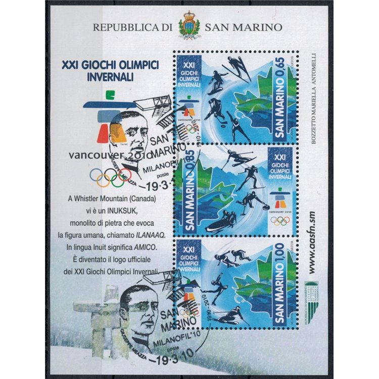 SAN MARINO 2010 Olympic Games Vancouver s/s us