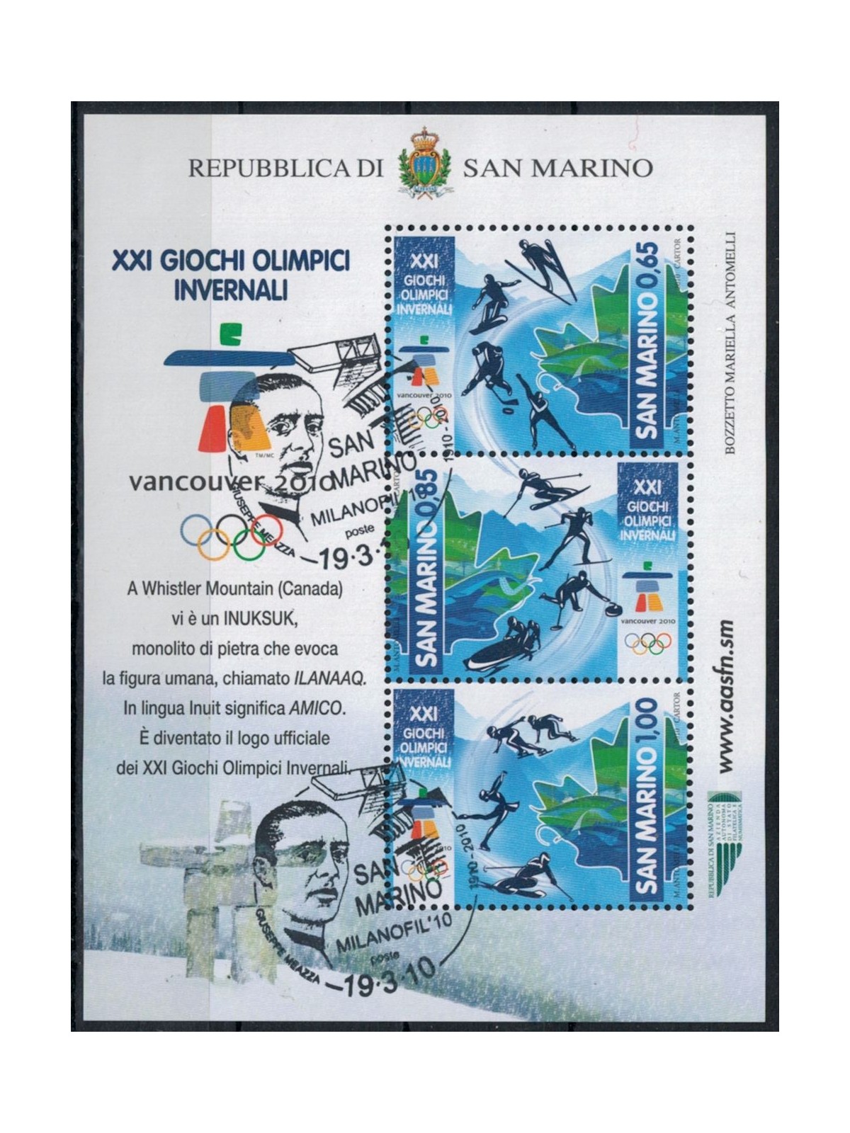 SAN MARINO 2010 Olympic Games Vancouver s/s us
