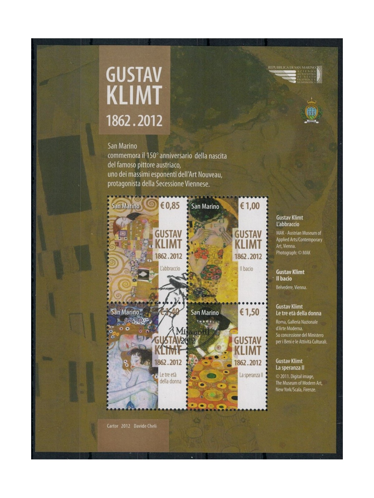 SAN MARINO 2012 Gustav Klimt BF us