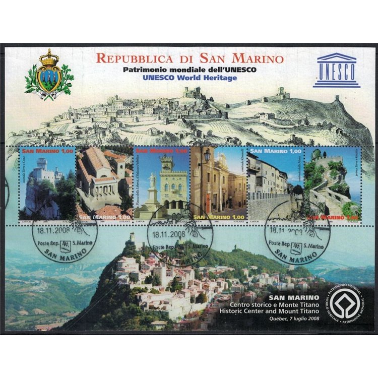 SAN MARINO 2008 UNESCO World Heritage s/s us