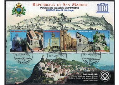 SAN MARINO 2008 UNESCO World Heritage s/s us