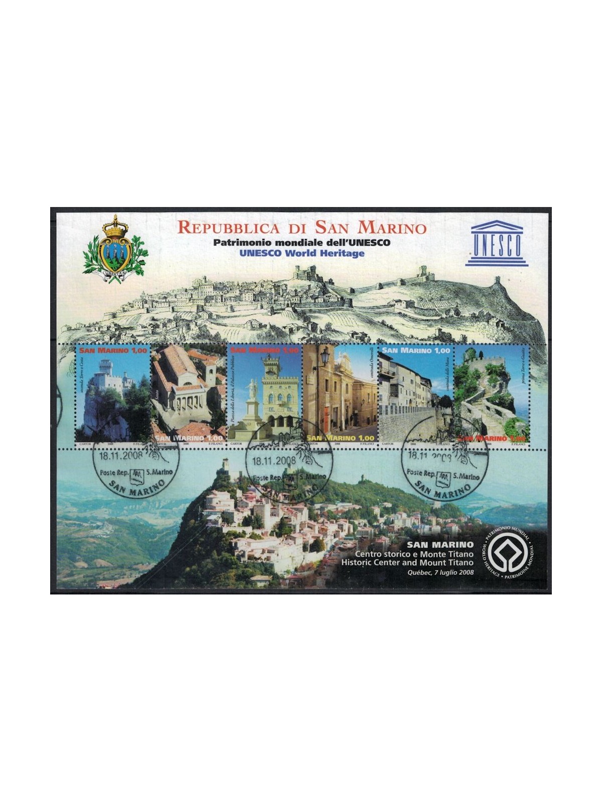 SAN MARINO 2008 UNESCO World Heritage s/s us
