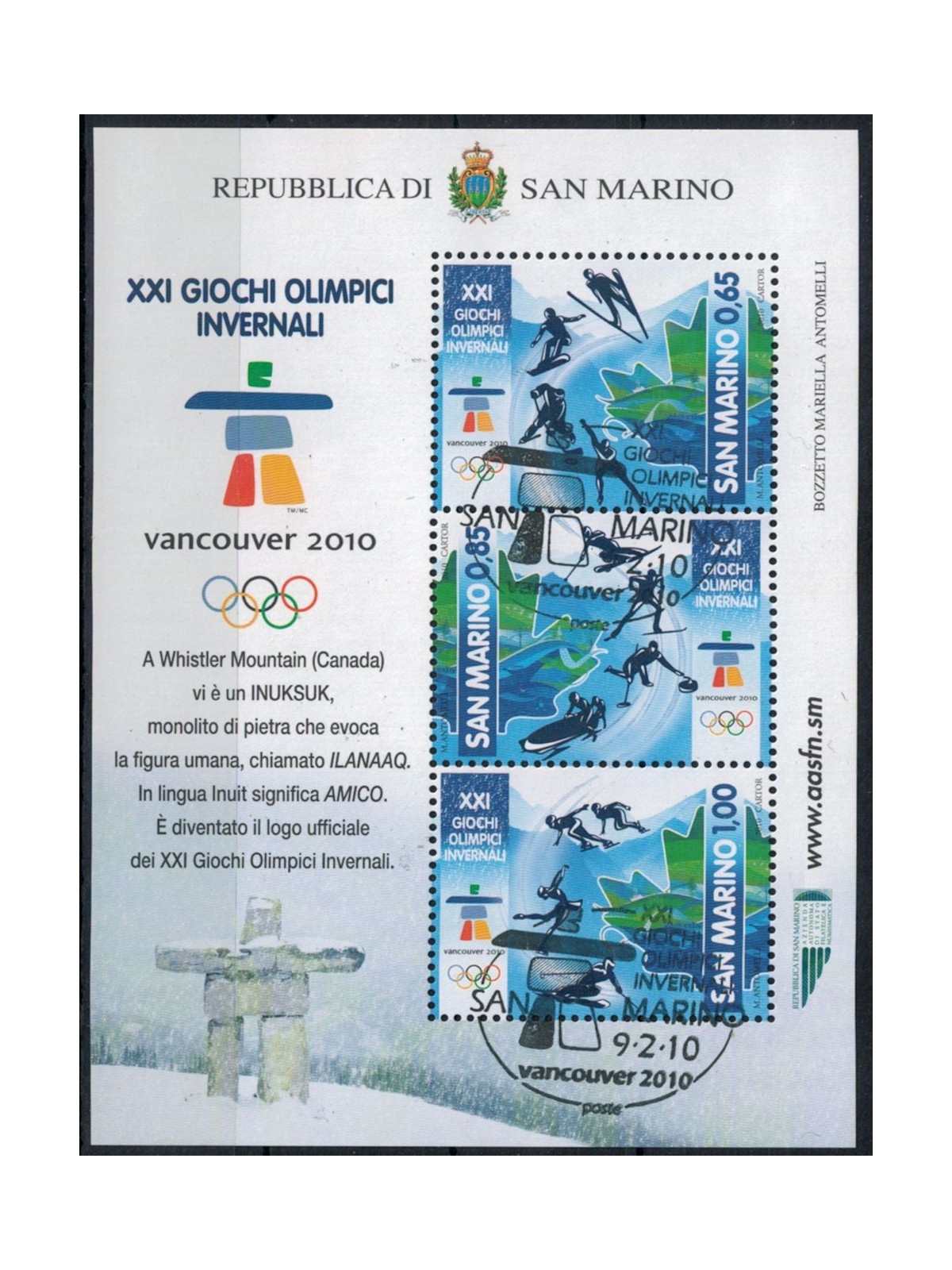 SAN MARINO 2010 Giochi Olimpici Vancouver BF us (2)