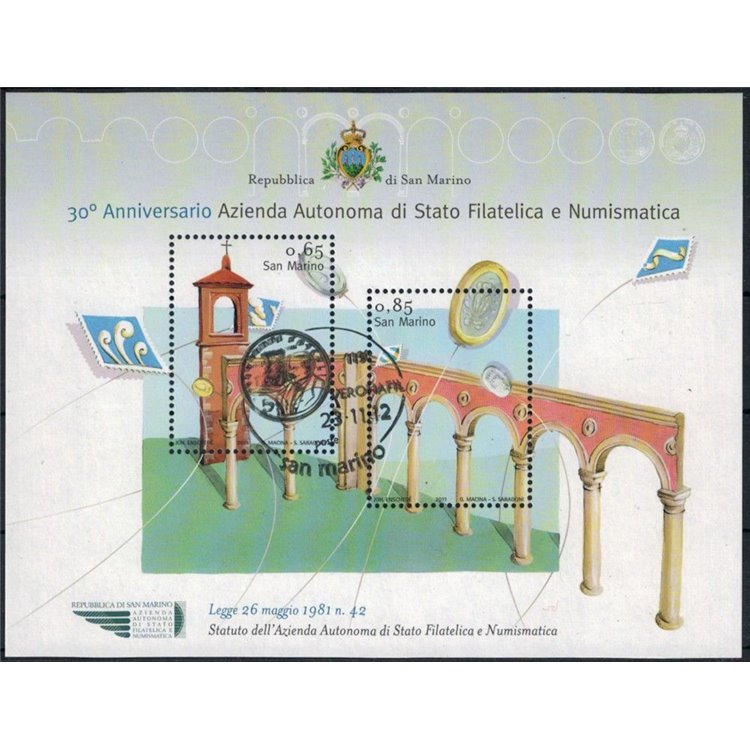 SAN MARINO 2011 Autonomous State Philatelic Company s/s us