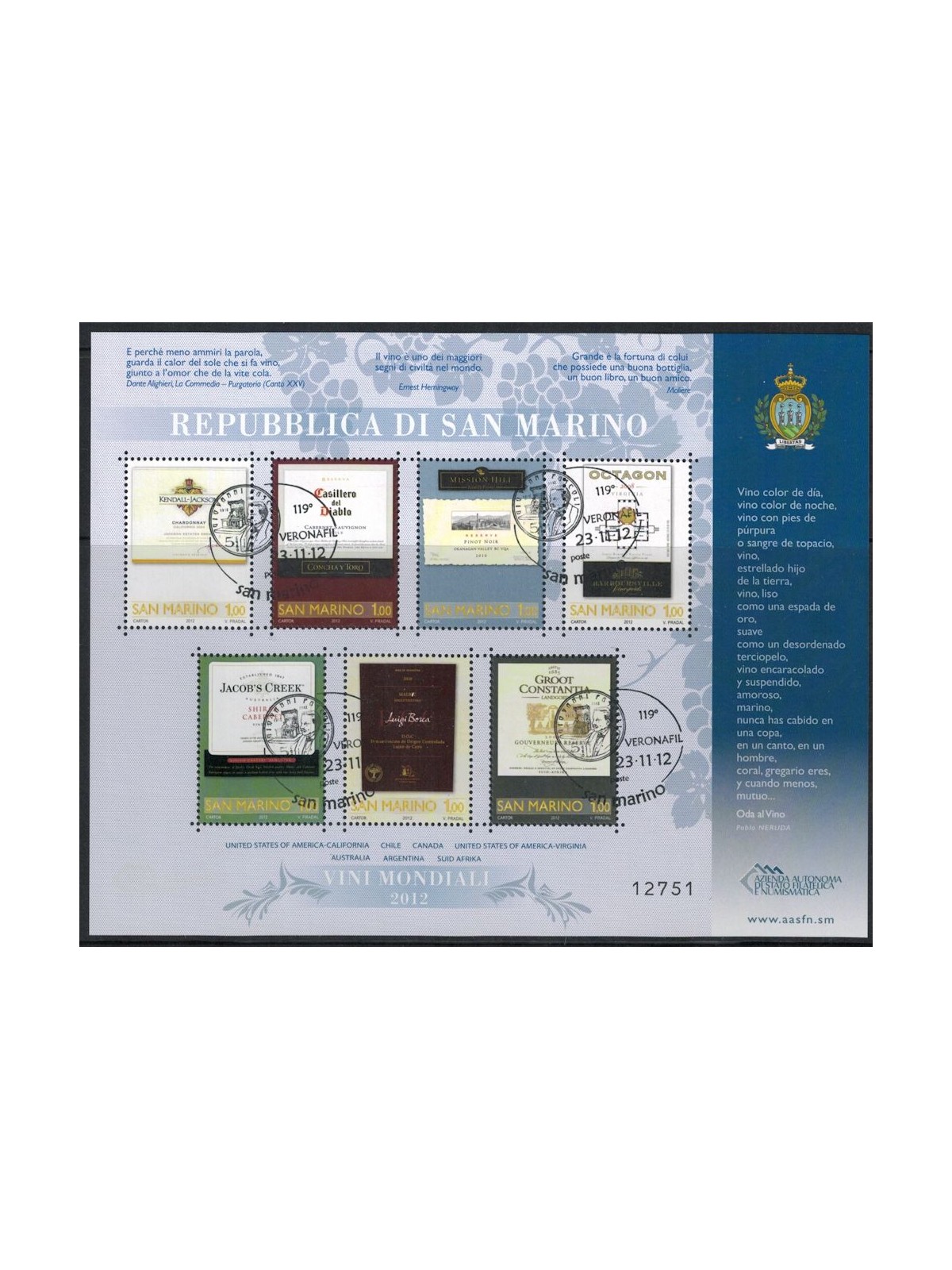 SAN MARINO 2012 Grandi vini mondiali BF us