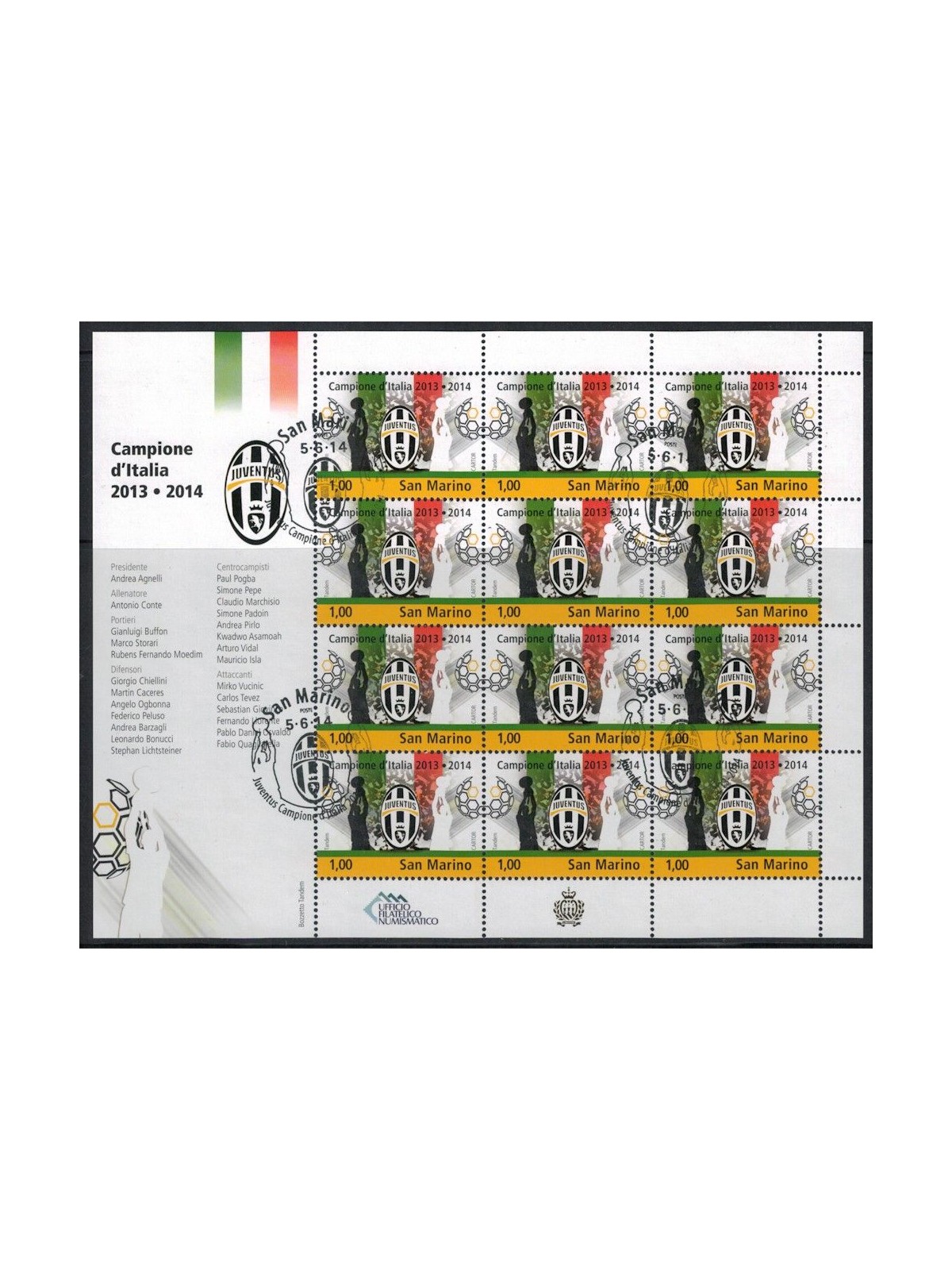SAN MARINO 2014 Juventus champion of Italy m/s us