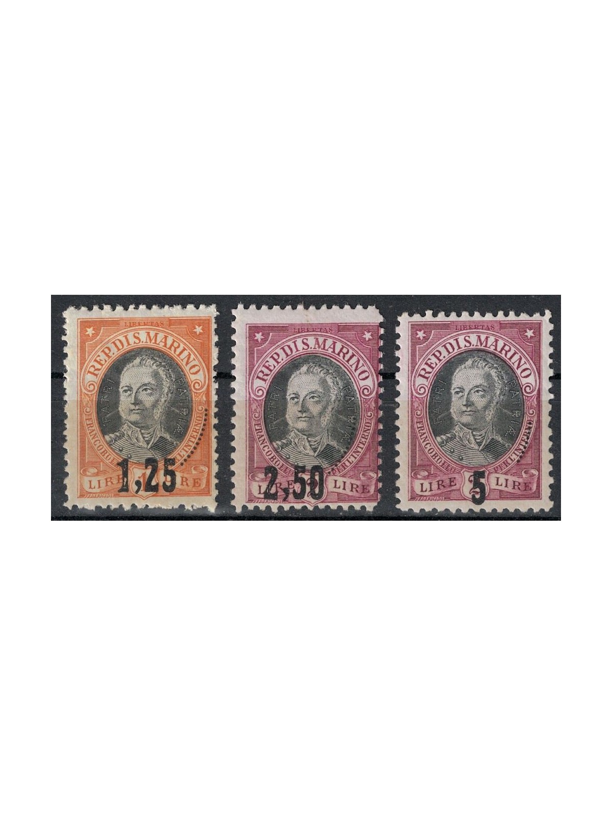 SAN MARINO 1927 Antonio Onofri, overprinted 3v MNH**