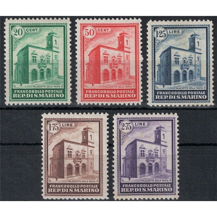SAN MARINO 1932 Post Office Building 5v MNH**