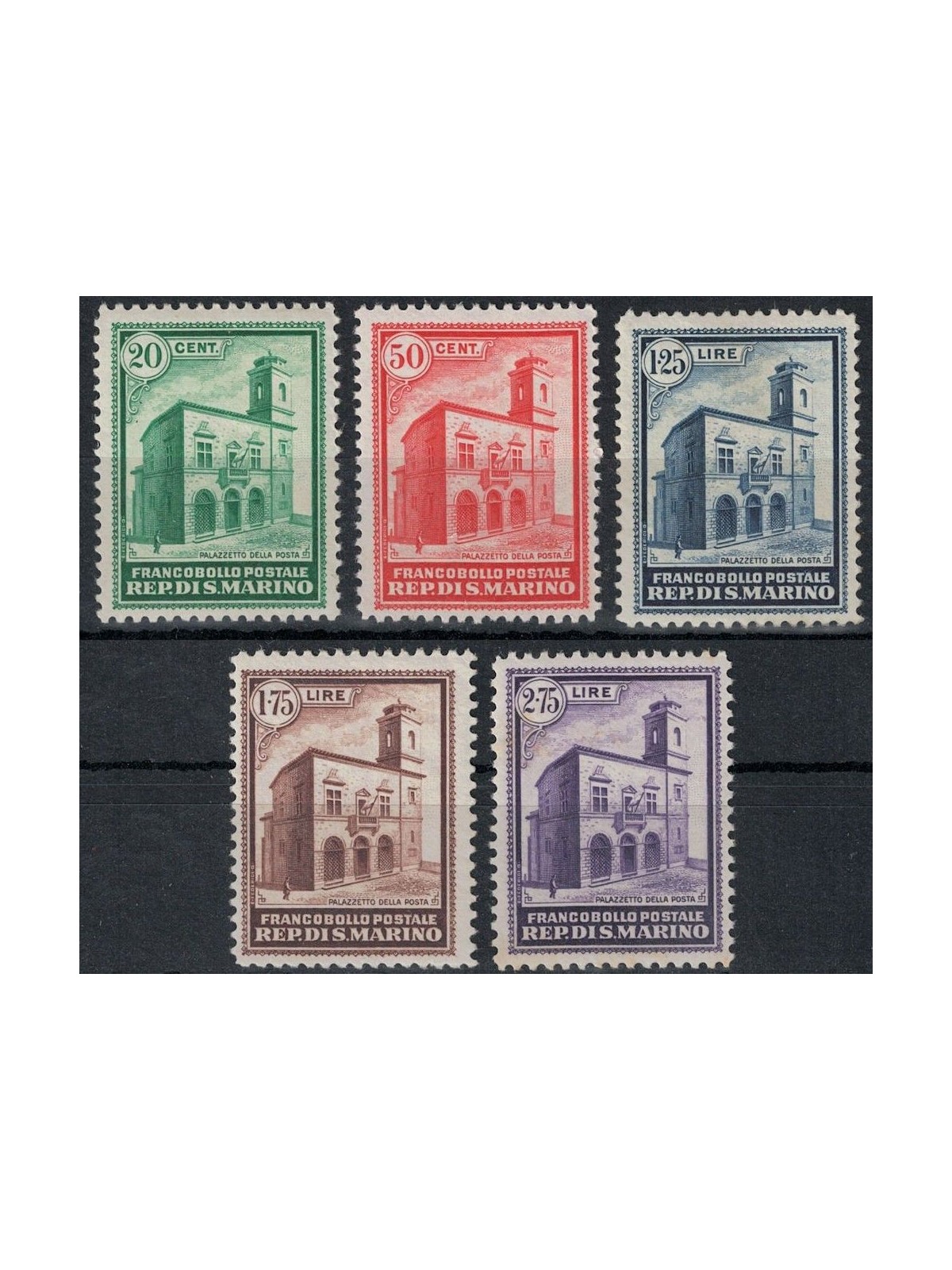 SAN MARINO 1932 Post Office Building 5v MNH**
