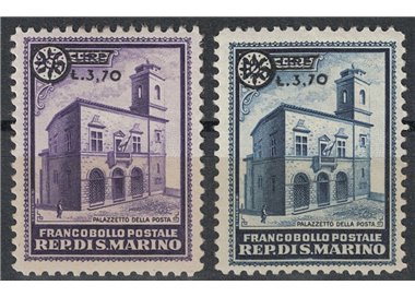 SAN MARINO 1934 Palazzo della Posta, soprastampati 2v MNH**