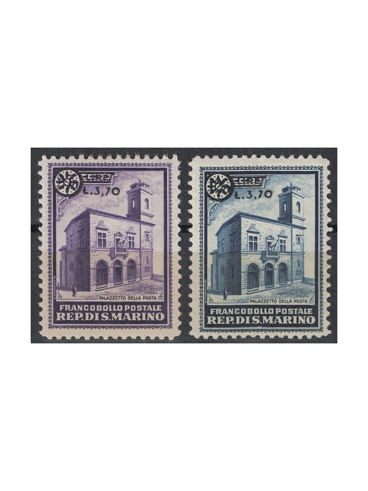 SAN MARINO 1934 Post Office Building, overprinted 2v MNH**
