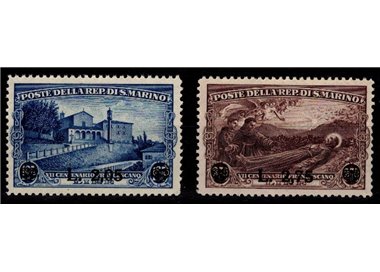 SAN MARINO 1936 Saint Francis (overprinted) 2v MNH**
