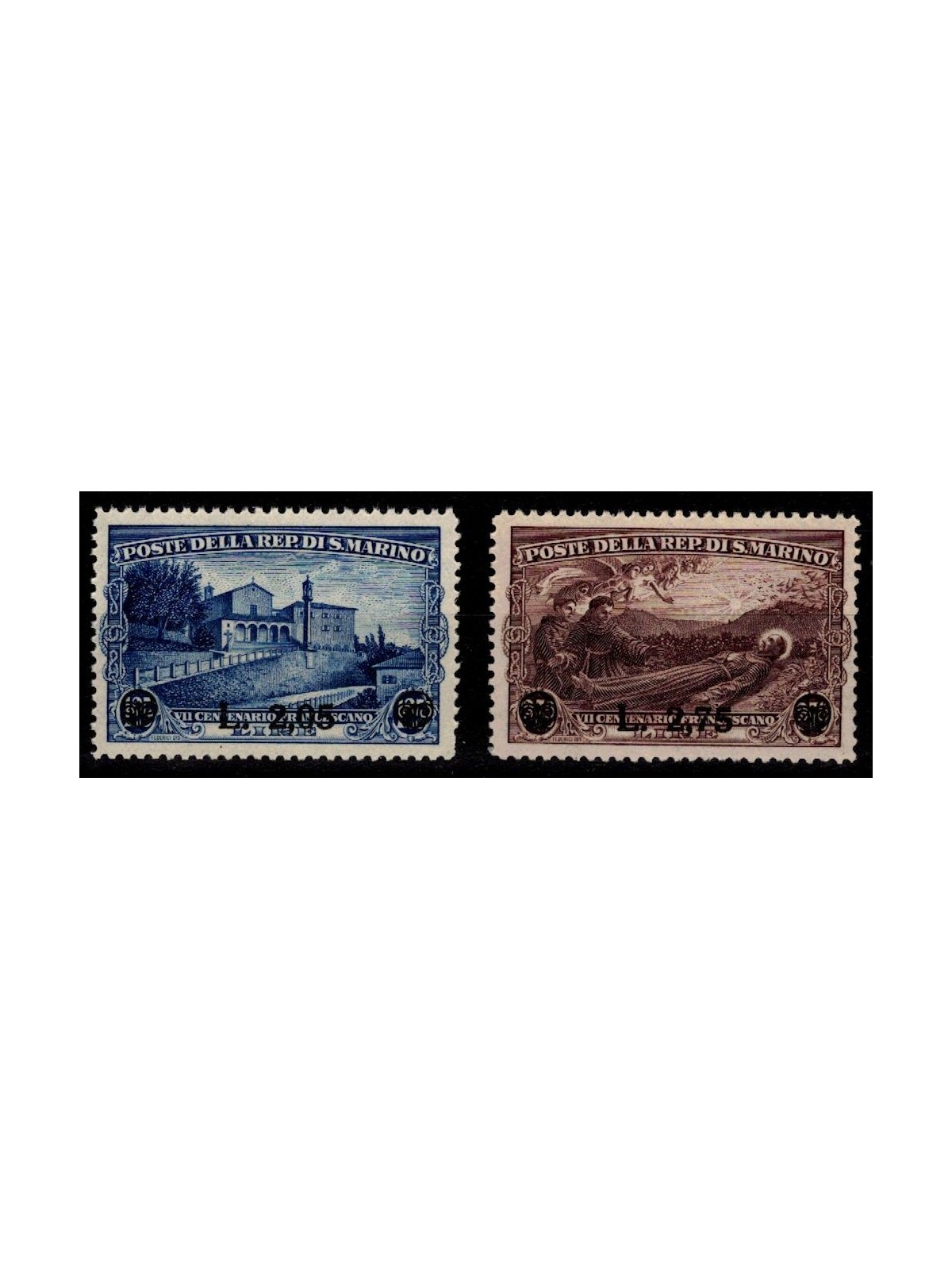 SAN MARINO 1936 San Francesco (soprastampati) 2v MNH**