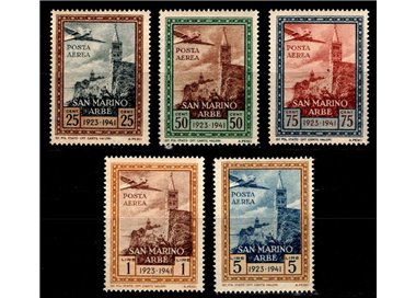 SAN MARINO 1942 Flag at Arbe (airmail) 5v MNH**