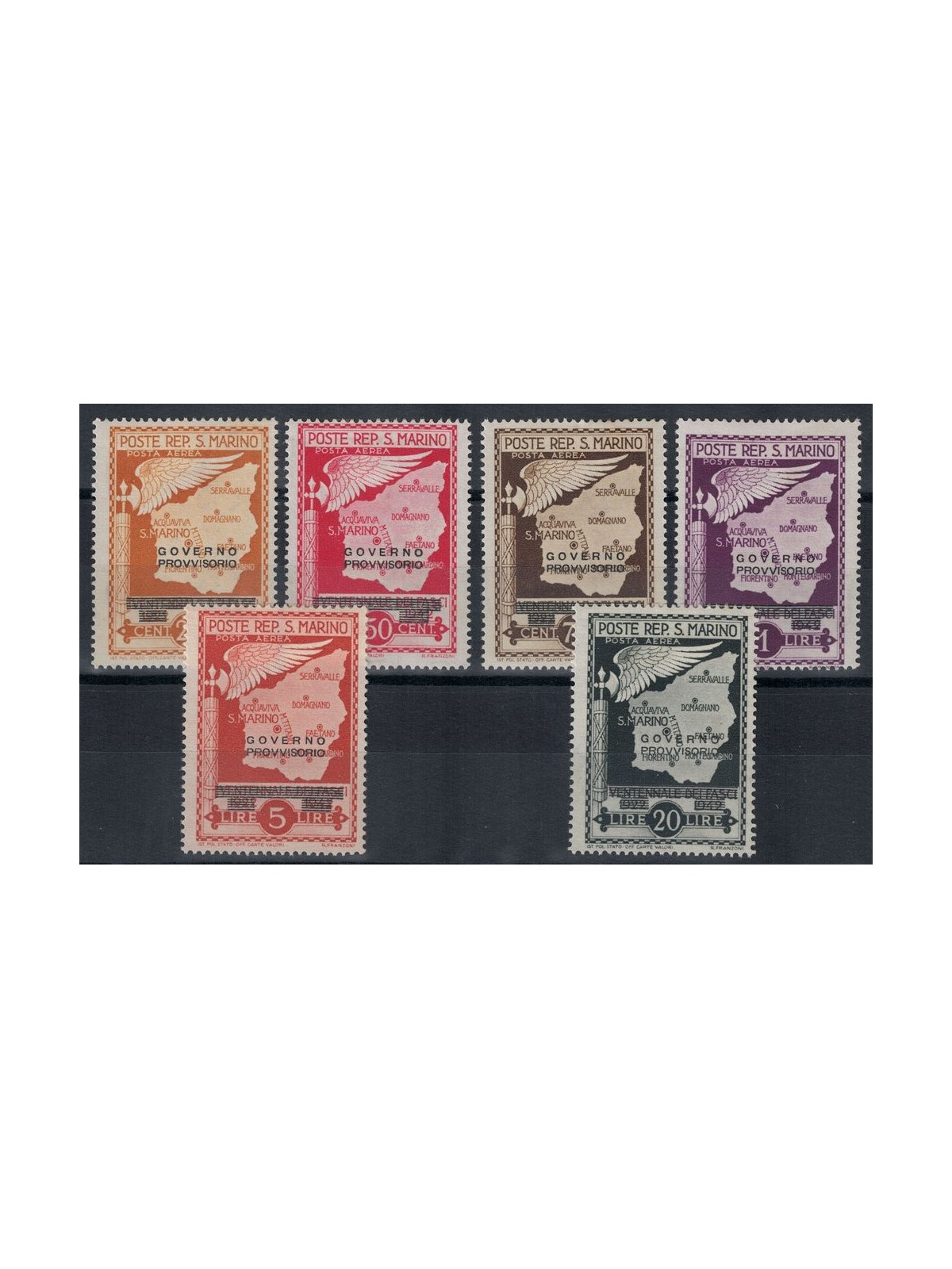 SAN MARINO 1943 Governo provvisorio (posta aerea) 6v MNH**