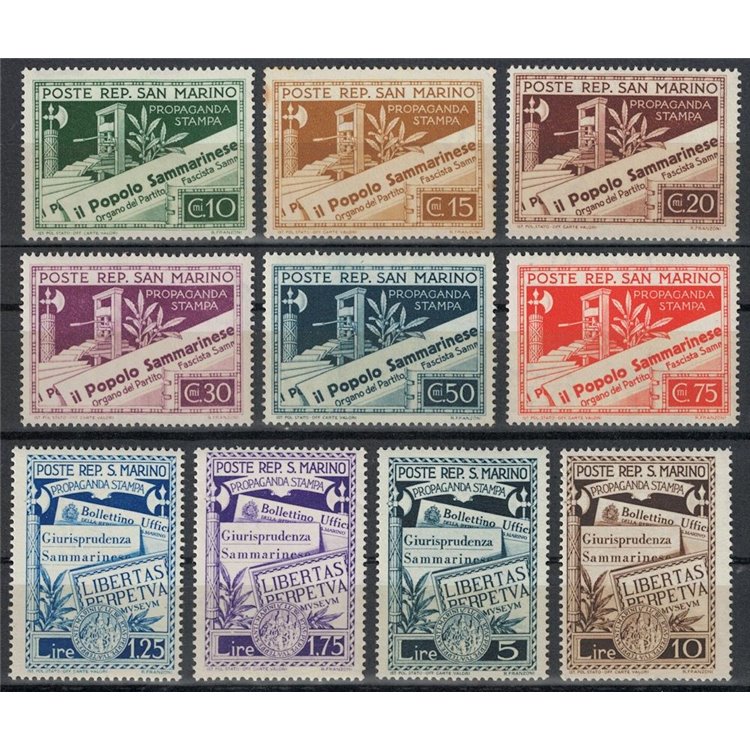 SAN MARINO 1943 Propaganda per la stampa 10v MNH**