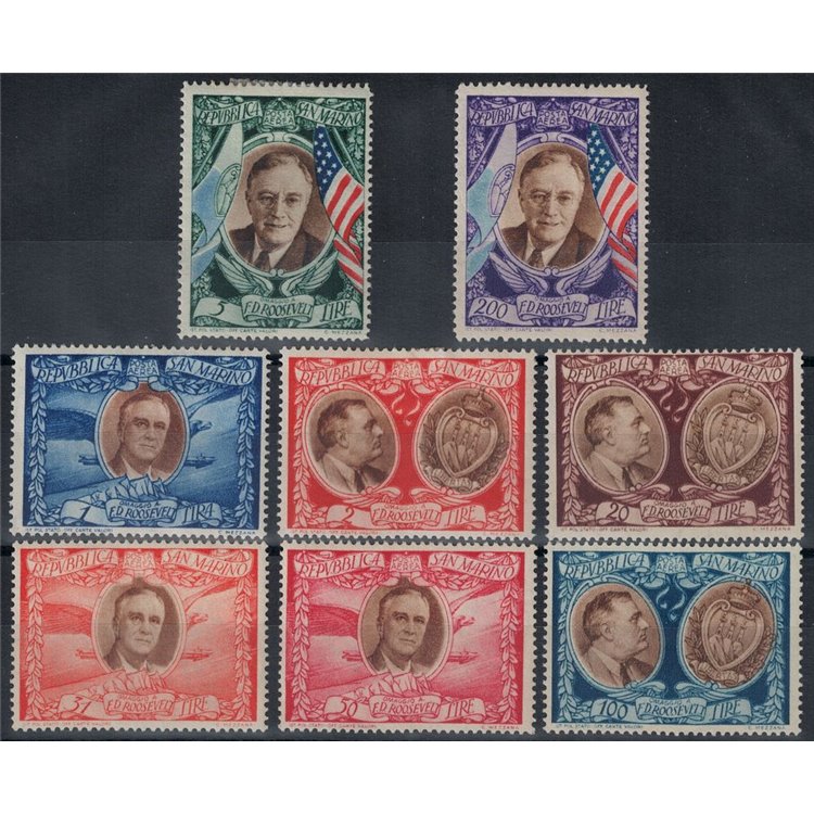 SAN MARINO 1947 Roosevelt (posta aerea) 8v MNH**